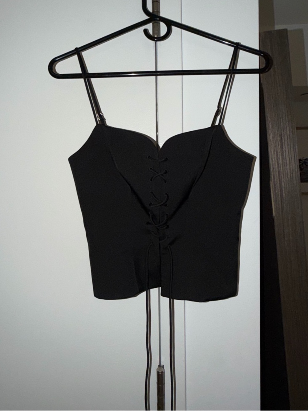 NWOT Lovers + Friends Black Lace-Up Sweetheart Camisole